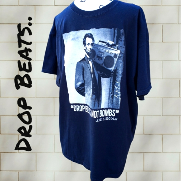 Mens Abe Lincoln & boombox black tee - Picture 7 of 7